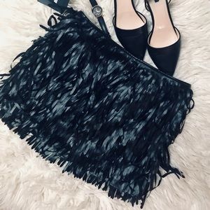 Faux Leather Fringe Mini Skirt